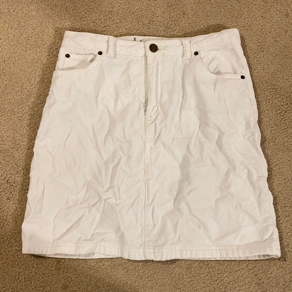 White corduroy pencil skirt